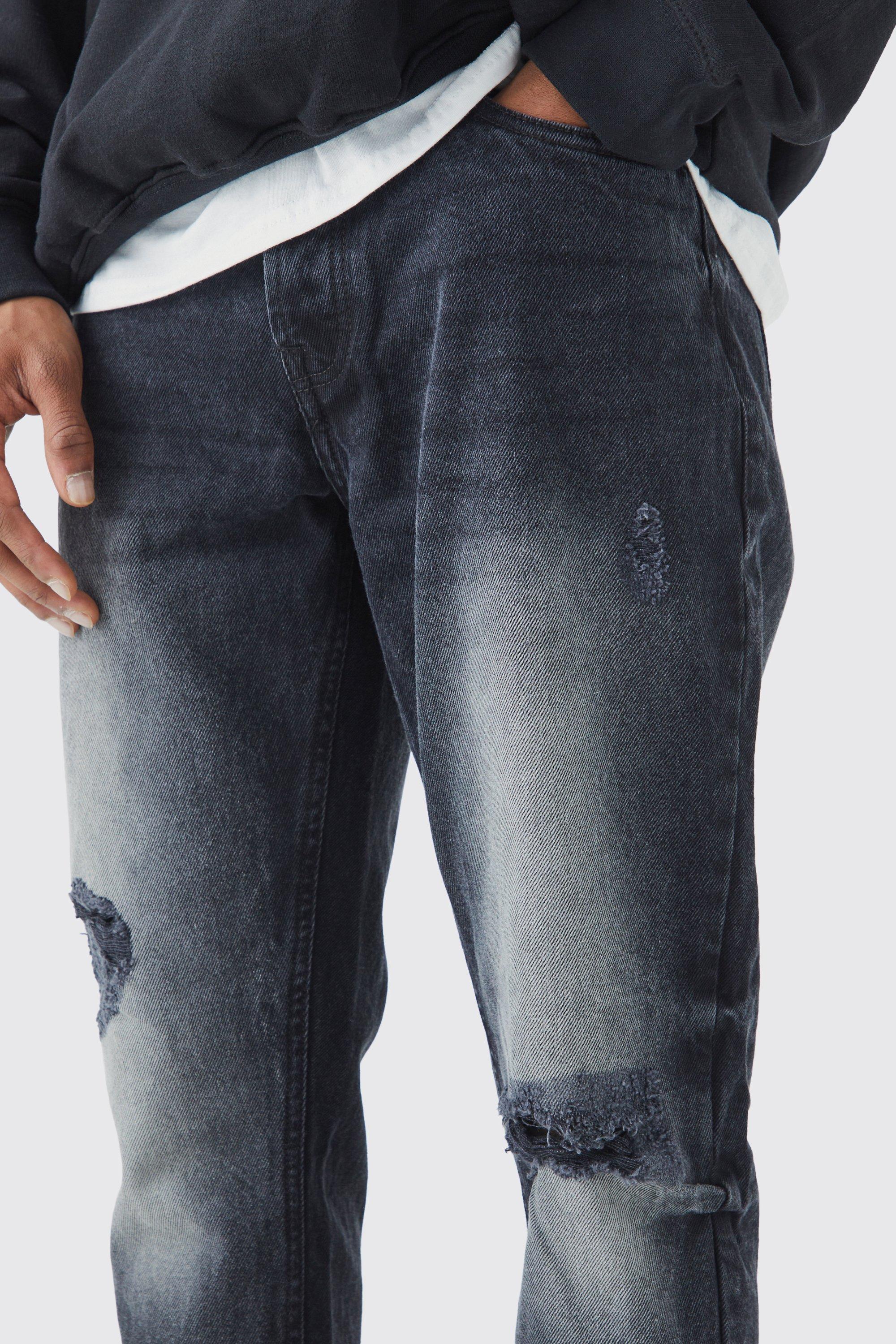 Cropped ripped sale jeans men